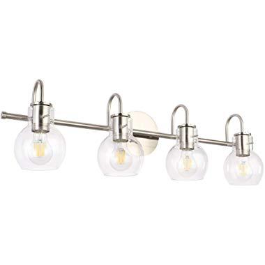 SOLFART Wall Lighting Bath Vanity Light Brushed Nickel Wall Decor Bathroom Light Fixtures (4 Lights-Exclude Bulb)