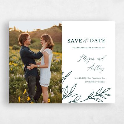 Green Fall Wedding Save the Date - Delana Photo