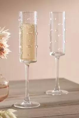 Pink Confetti Flutes, Set of 2