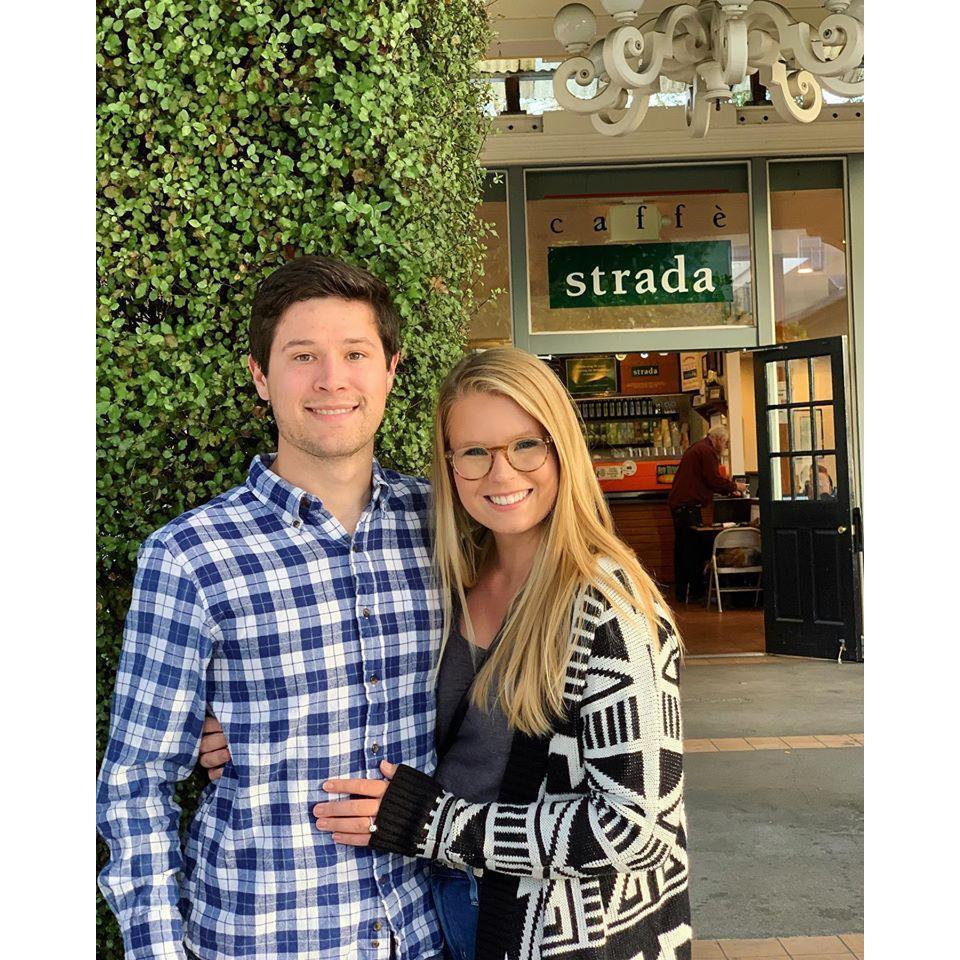 Caffe strada- the place we met, we couldn't help but snag a photo out front after we were engaged.