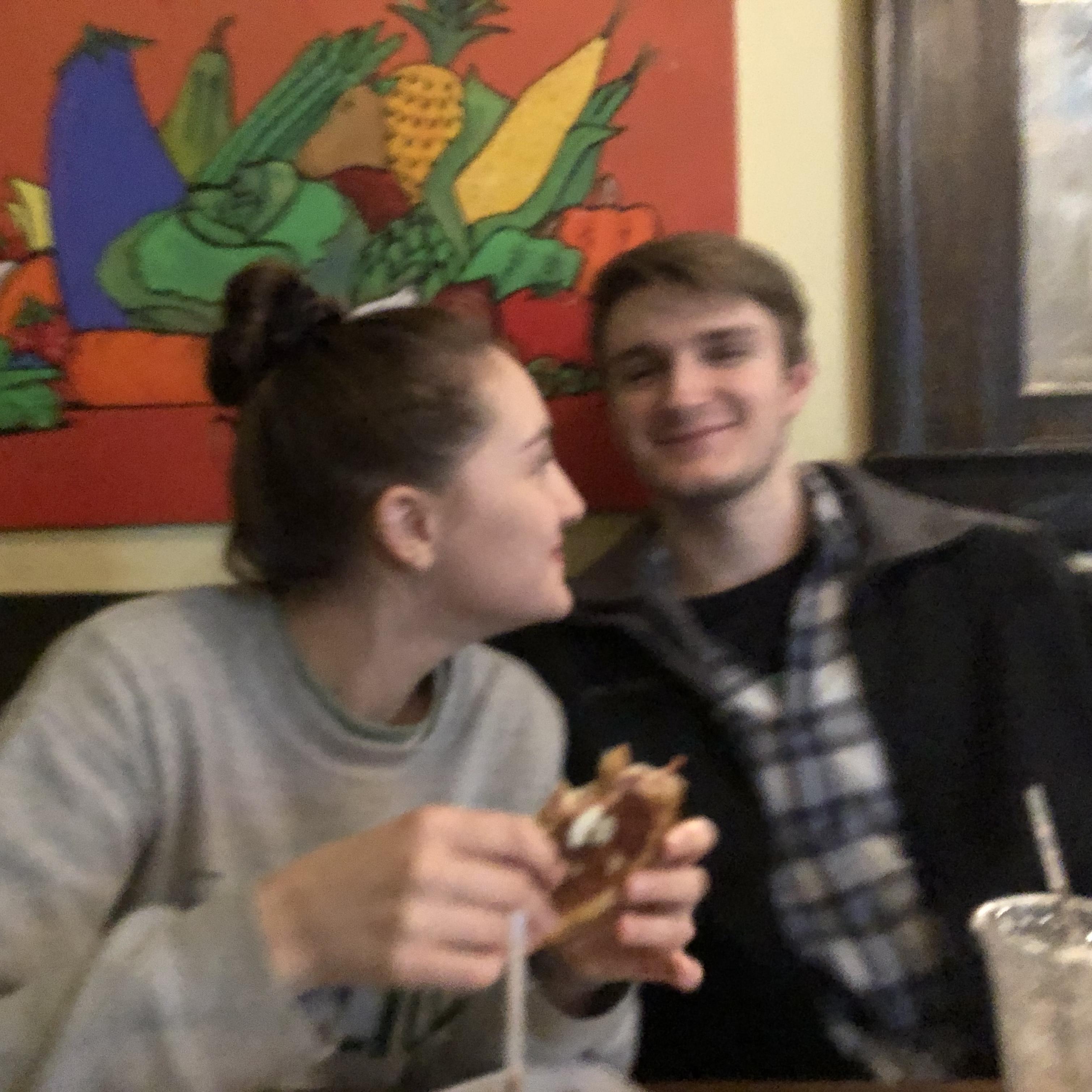 January 2019 - Our first photo together as a couple at Strong Hearts Cafe