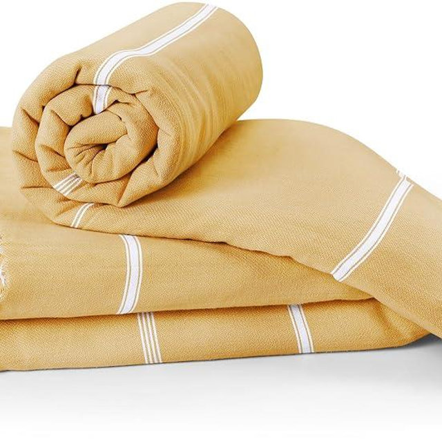 Utopia Towels Pack of 2 Turkish Beach Towel (40x72 Inches), Oversized 100% Cotton Sand Free Lightweight Absorbent Quick-Dry Beach Blanket, Extra Large Turkish Bath Towels for Travel and Pool (Buff)