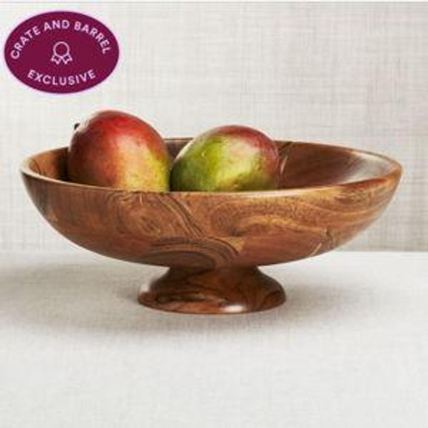 Carson Acacia Footed Fruit Bowl