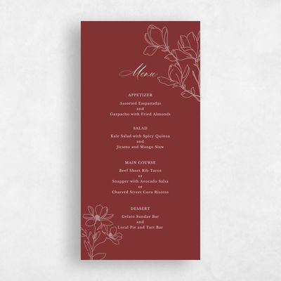 Currant Red Wedding Menu - Magnolia