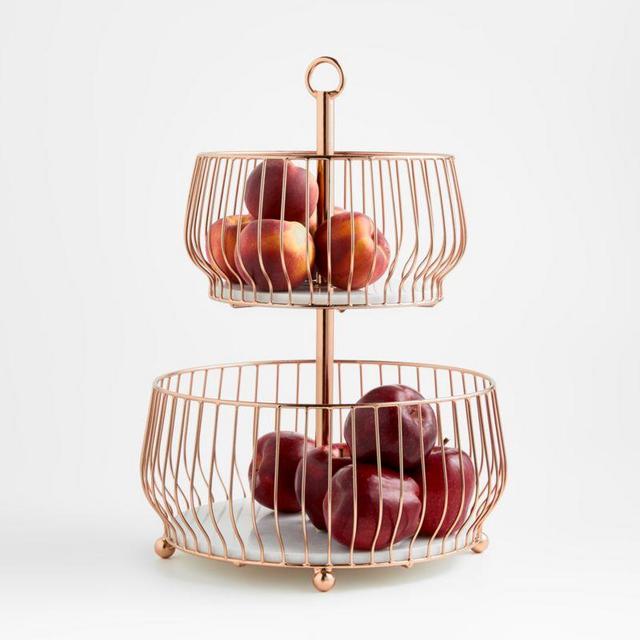 Cora Copper 2-Tier Fruit Basket