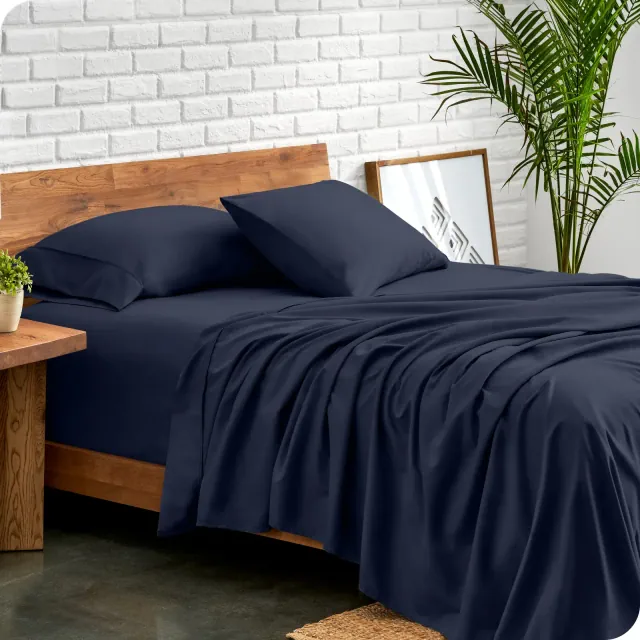 4 Piece Ultra Soft Brushed Easy Care Sheet Set by Bare Home - Full, Midnight Blue
