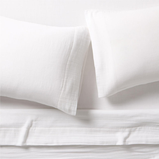 Supersoft Organic Cotton Gauze Crisp White Queen Bed Sheet Set