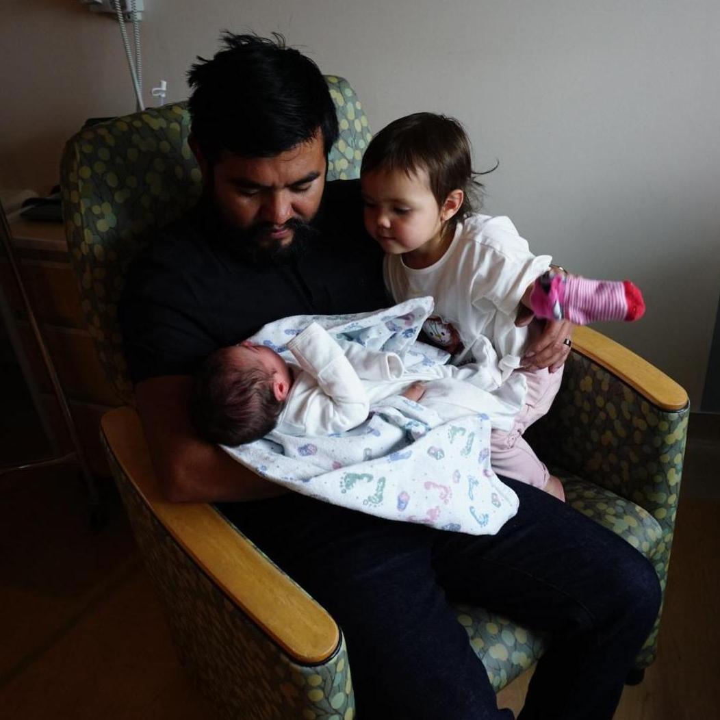 Meeting her little brother