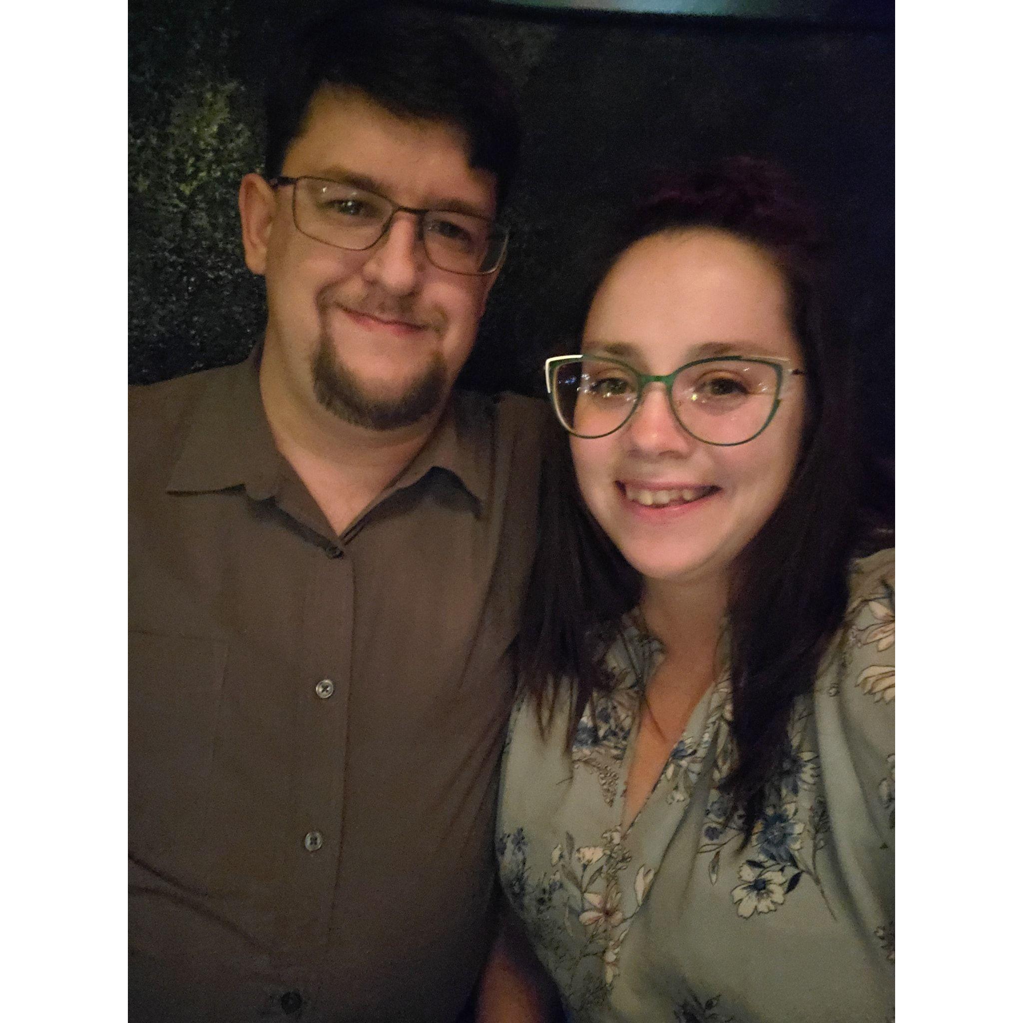 Out to dinner celebrating our engagement!!! <3