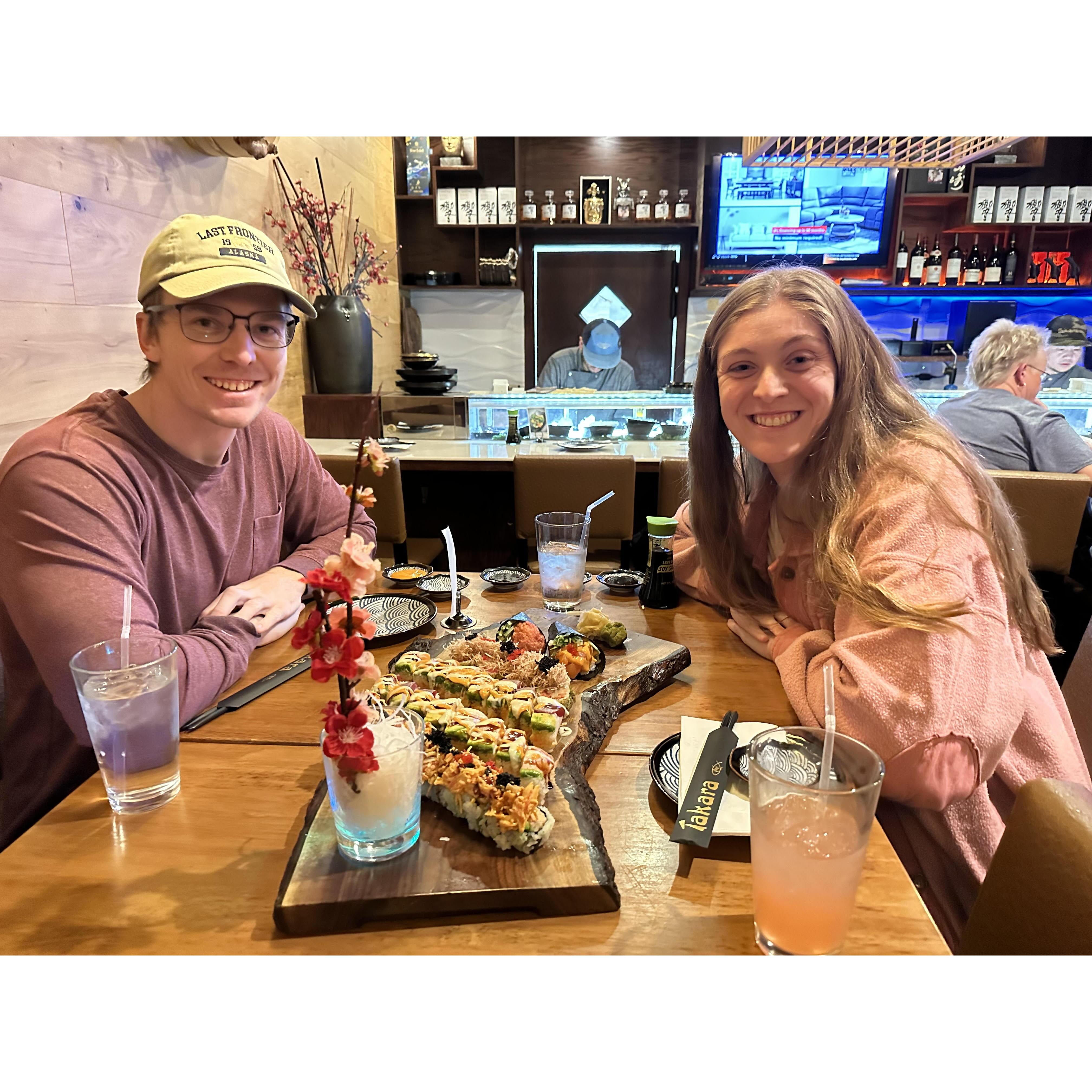 Our favorite place to go on a date, sushi! (November, 2023)