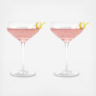 Garden Party Floral Cocktail Coupe Glass, Set of 2