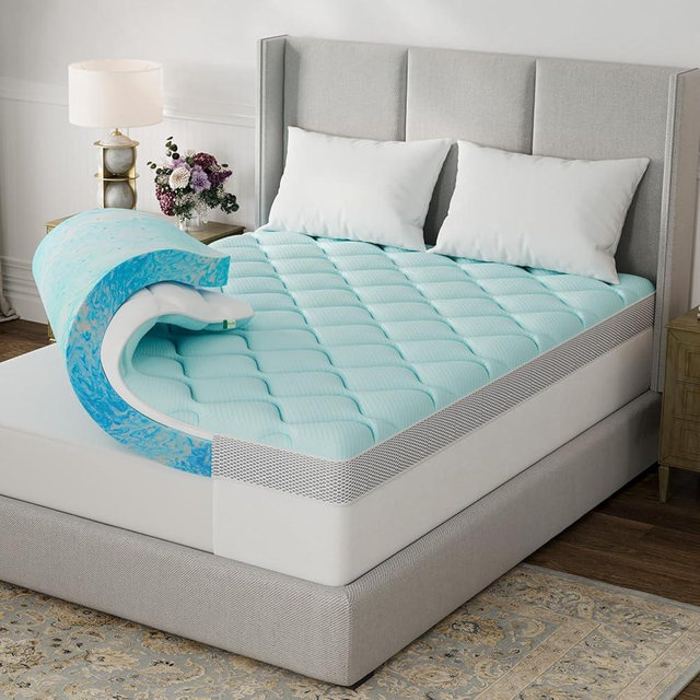 Novilla Queen 3 Inch Dual Layered Mattress Topper with 2 Inch Gel Memory Foam & 1 Inch Cooling Pillow Top Cover, Pressure Relieving Breathable Bed Topper for Back Pain Support, Certi-Safe