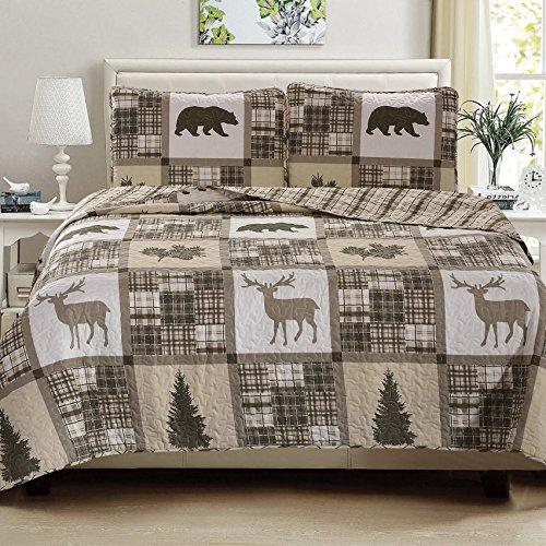 Great Bay Home Lodge Bedspread Full/Queen Size Quilt with 2 Shams. Cabin 3-Piece Reversible All Season Quilt Set. Rustic Quilt Coverlet Bed Set. Stonehurst Collection.