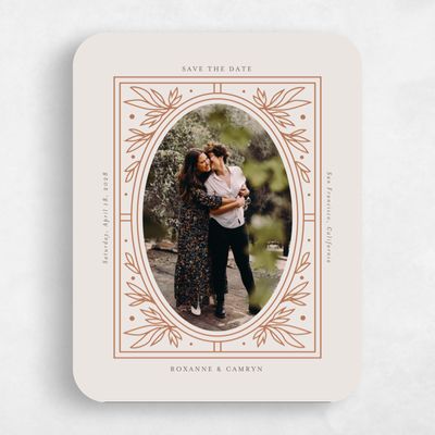 Orange Rounded Wedding Save the Date - Poplar Portrait