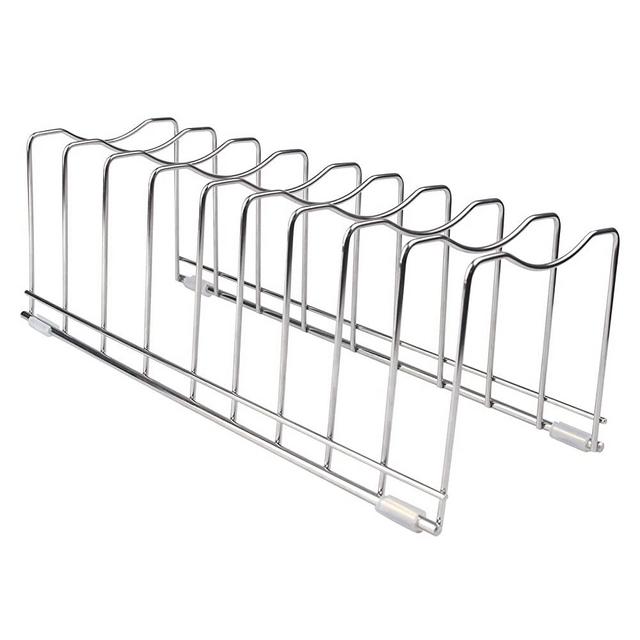 Pot Lid Organizer, Pot and Pan Lid Holder Kitchen Pot Lid Rack, Best Organization Tool Suitable for Baking Pan, Cutting Board, Trays JORETLE(1 PCS, 4 Silicone Foot Covers)