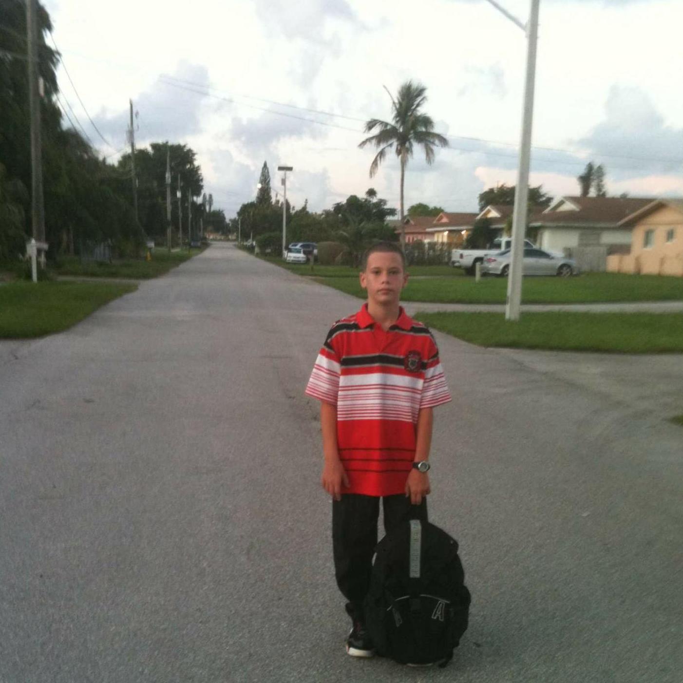 First day of 7th grade, before he switched to Plantation Middle - 2011