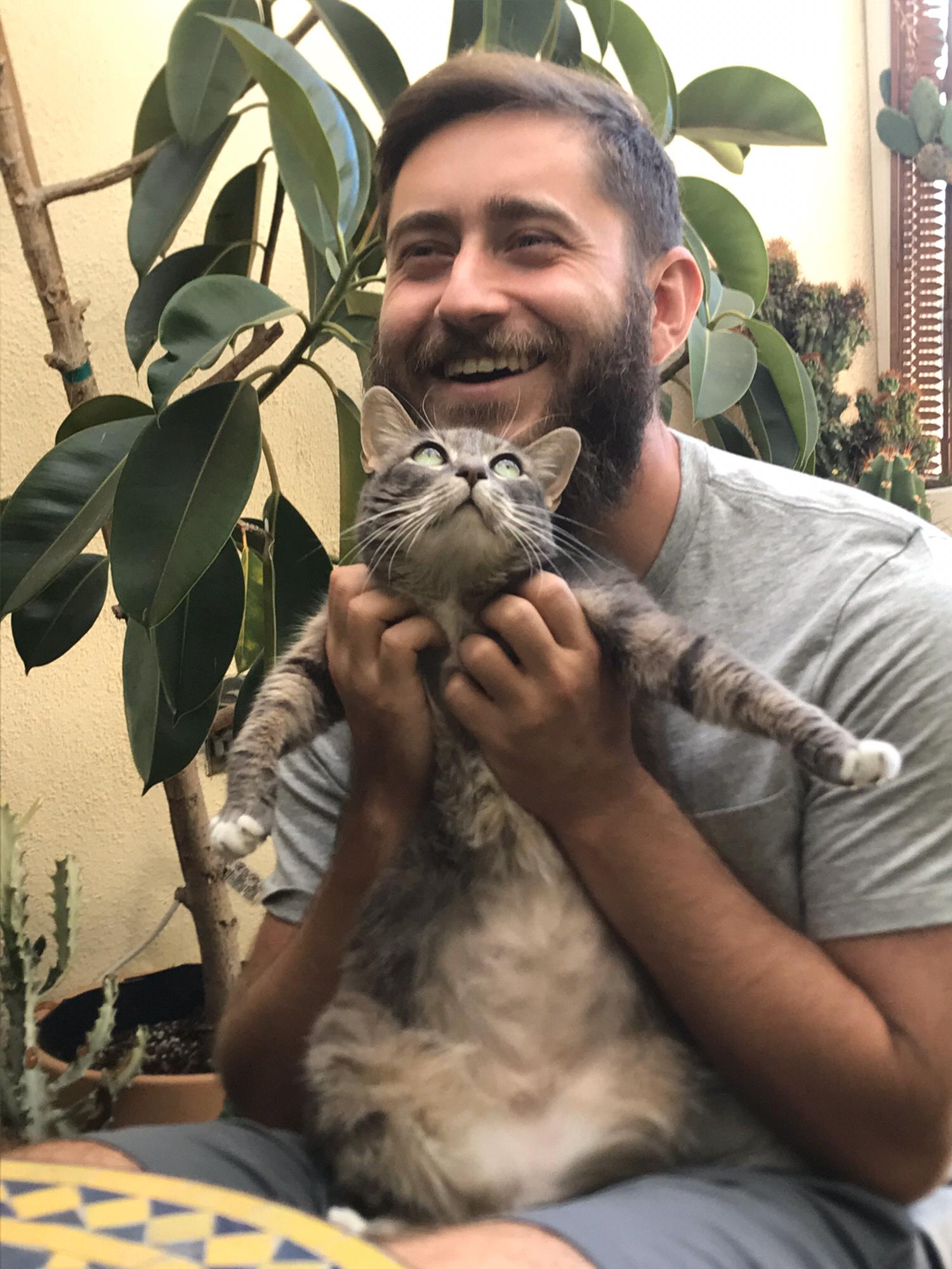 A typical exploration outing with chai on our patio - she loved being outdoors with her daddy