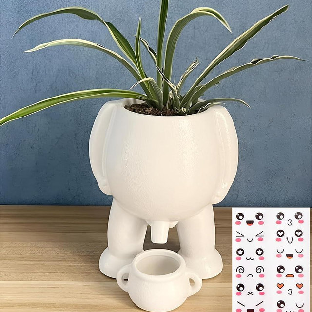 Sizavi Creative Ceramic Human Shape Planter - Funny Penis Planter with Drainage, Stylish Peeing Pot for Indoor/Outdoor Piss Succulent Plant Pot, Gift for Father Friends Family, 5.4 Inches (White)