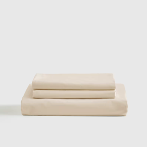 Classic Organic Percale Fitted Sheet Set in Ivory Queen