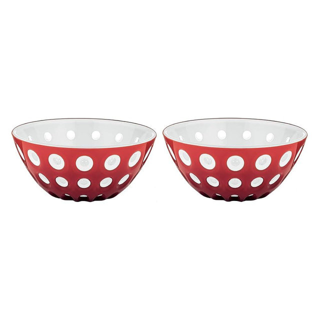 Guzzini Le Murrine 4.7" Bowl (Set of 2) - Red & White - 3 Color Technology, Chip Resistant & Unbreakable, Reusable, BPA-Free, Cereal, Soup, Fruits - Mixing Bowl for Kitchen Ingredients