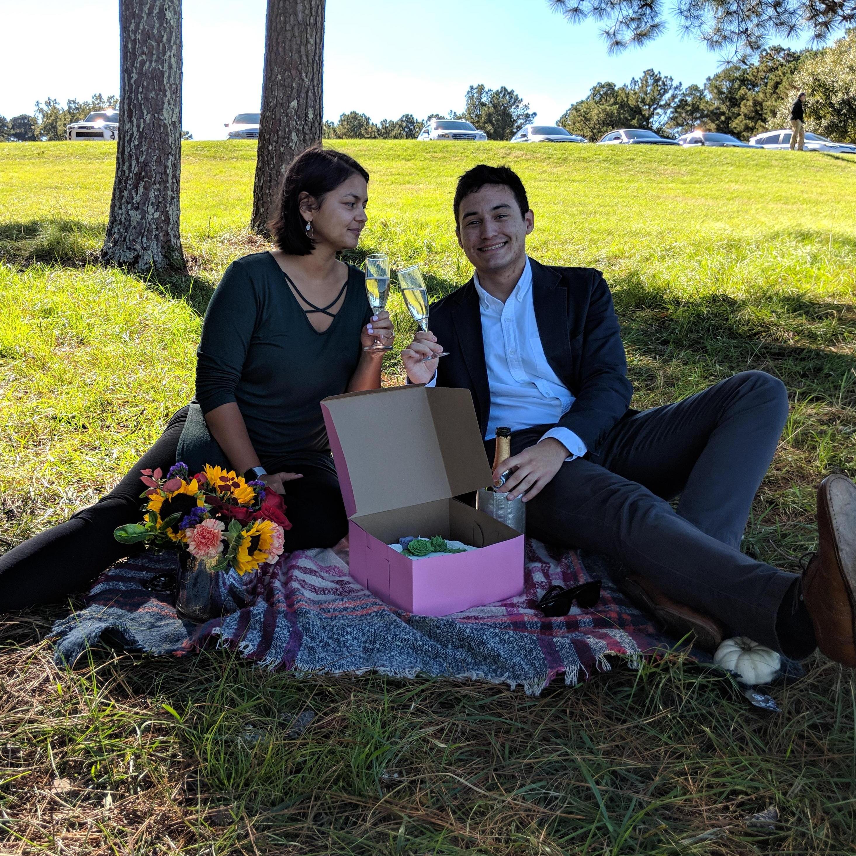 Peter set up this sweet picnic to propose to me!