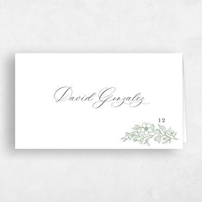 White Wedding Place Card - Elaina