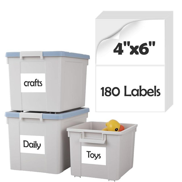 Homrelaxy 180Pcs 4"x6" Removable Labels for Storage Bins, No Residue Large Storage Bin Labels, Waterproof & Oil-Resistant & Tear-Resistant Stickers for Plastic Bins, Boxes, and Cases