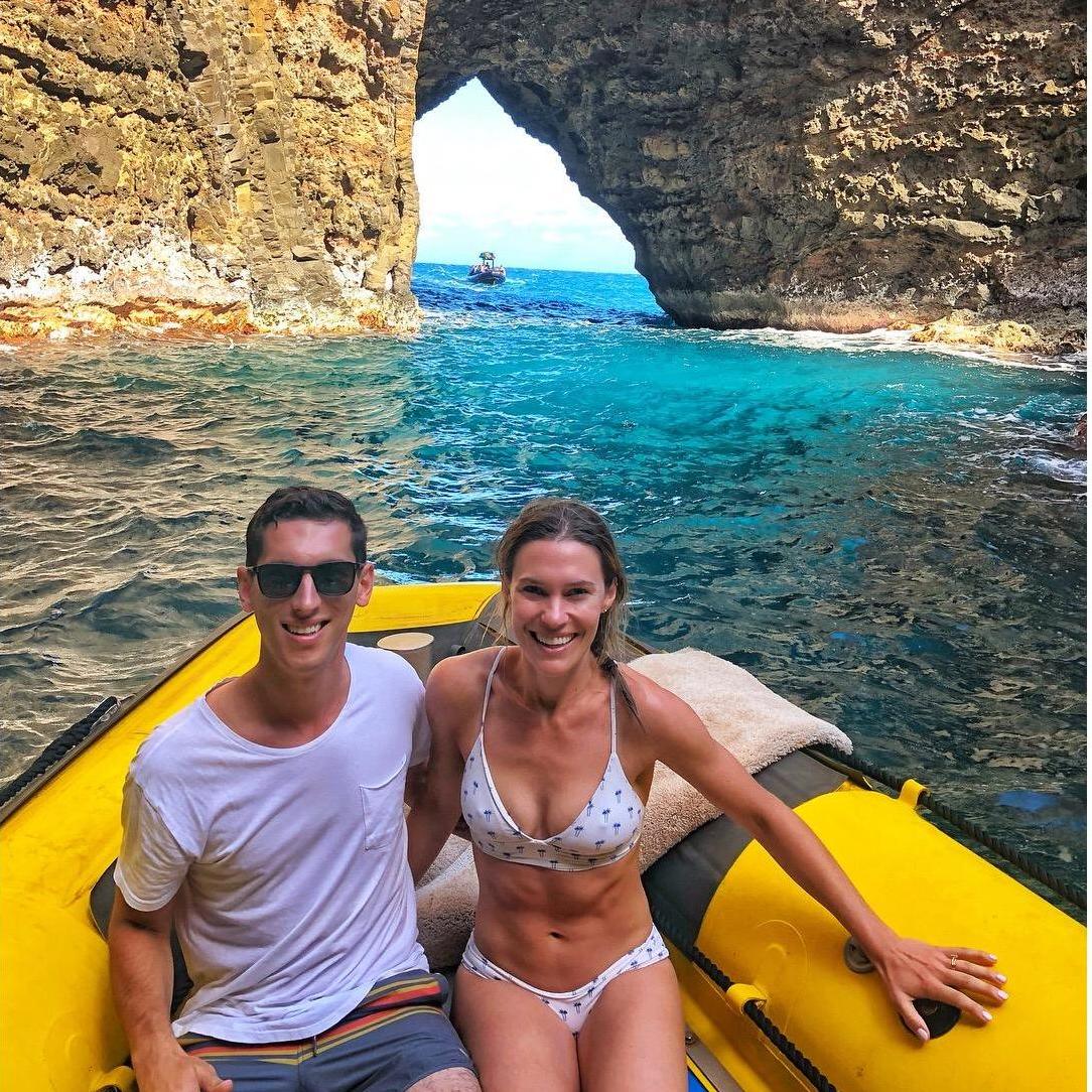 Exploring the open air cave in Kauai, HI