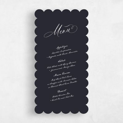 Black Scalloped Wedding Menu - Estate