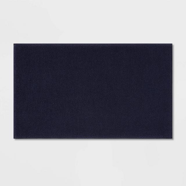 20"x34" Fine Chenille Memory Foam Bath Rug Navy - Threshold™