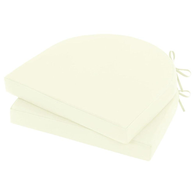 Topotdor Outdoor Chair Cushions Set of 2, 17"x16"x2" Waterproof Patio Chair Cushions for Outdoor Furniture, Round Corner Outdoor Seat Cushions Color Fastness Chair Pads with Ties, Cream