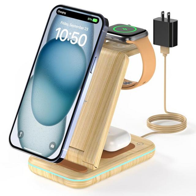 CIYOYO 3 in 1 Wireless Charging, Wireless Charger Stand for Multiple Apple Devices, Wireless Charger for iPhone 15 14 13 12 11 Pro Max XS XR 8, Apple Watch 9 8 7 6 SE 5 4 3 2, AirPods 3/2/Pro