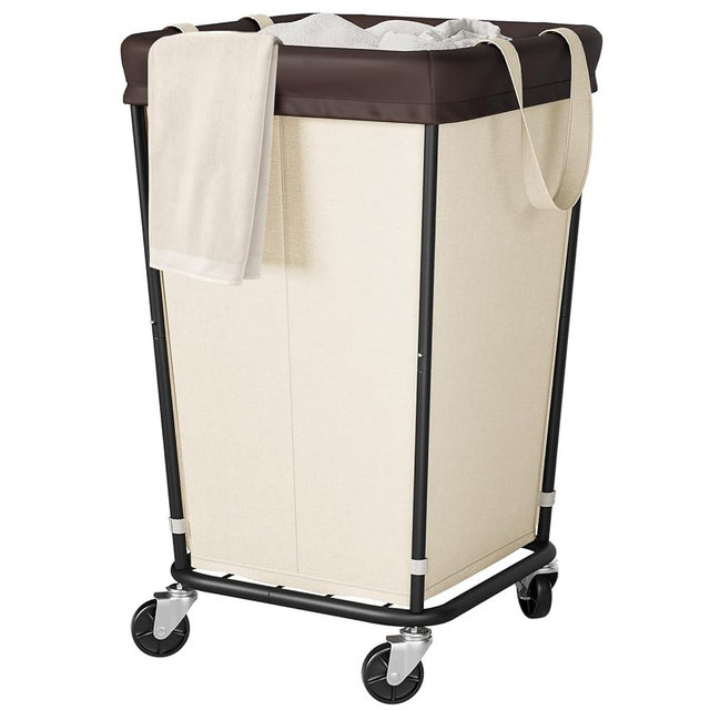 160L Laundry Basket with Wheels, 2-section Rolling Laundry Basket, Large Laundry Hamper with Wheels, Rolling Laundry Hamper Clothes Hamper for Home, Bathrooms and Dorm(Beige)