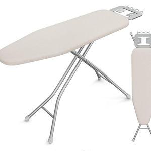 Yaheetech Foldable Ironing Board, Heavy Duty Iron Board with 9 Adjustable Heights, 4 Layer Cover and Safety Iron Rest, 52X14 Compact and Space Save Iron Board for Home Laundry Room Use, Beige