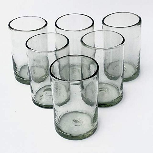 Mexican Blown Glass Drinking Glasses Clear (Set of 6)