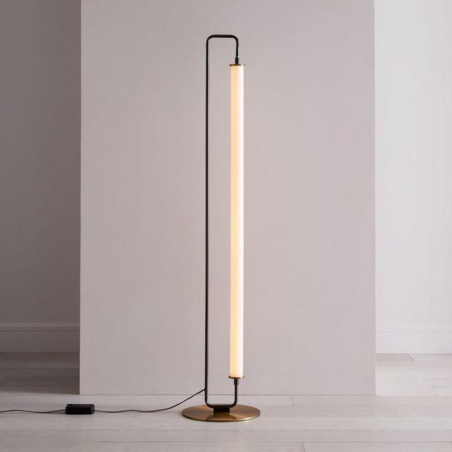 Linear Metal LED Floor Lamp, Burnished Bronze