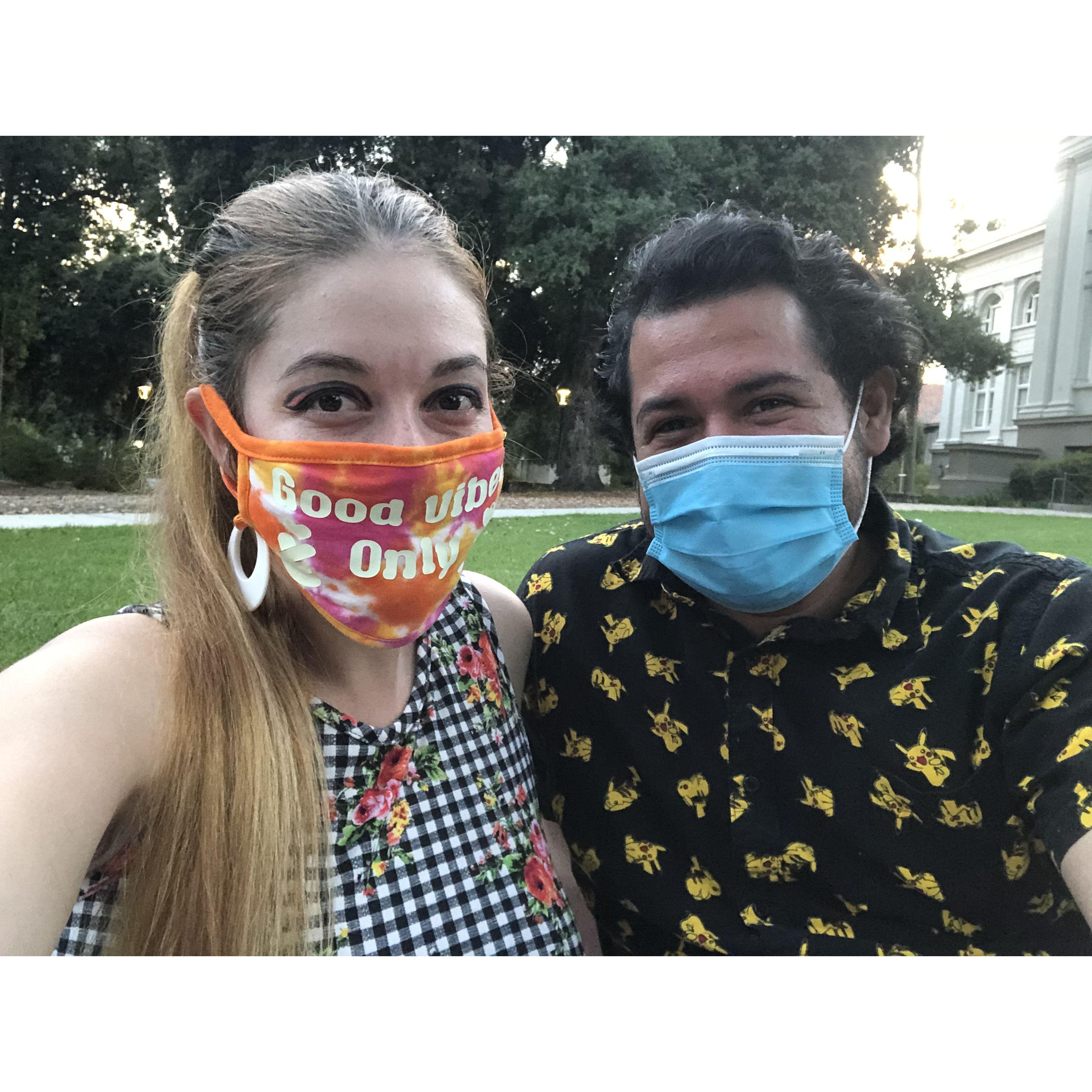 Our official first date -- the Chipotle picnic, 2020