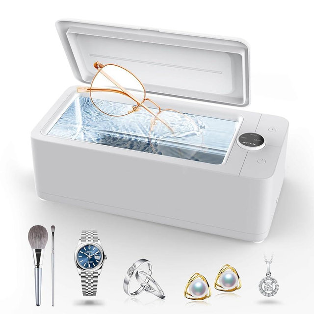 Ultrasonic Jewelry Cleaner, 50KHz Professional Jewelry Cleaner Machine with 3 Timer Modes for Jewelry, Eyeglasses, Rings, Watch Strap, Dentures, 304 Stainless Steel Tank