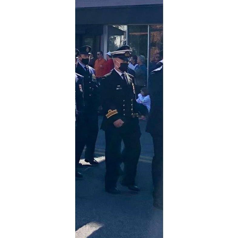 Alan marching in a Veteran's Day parade.