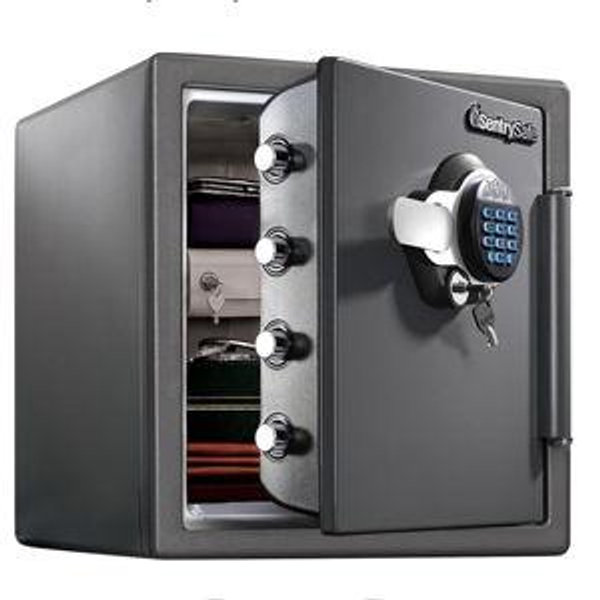 SentrySafe Waterproof and Fireproof Alloy Steel Digital Safe Box for Home with Code Button Keypad, 1.23 Cubic Feet, 17.8 x 16.3 x 19.3 Inches (exterior), SFW123GDC