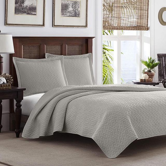 Tommy Bahama Chevron Quilt Set, Full/Queen, Pelican Gray