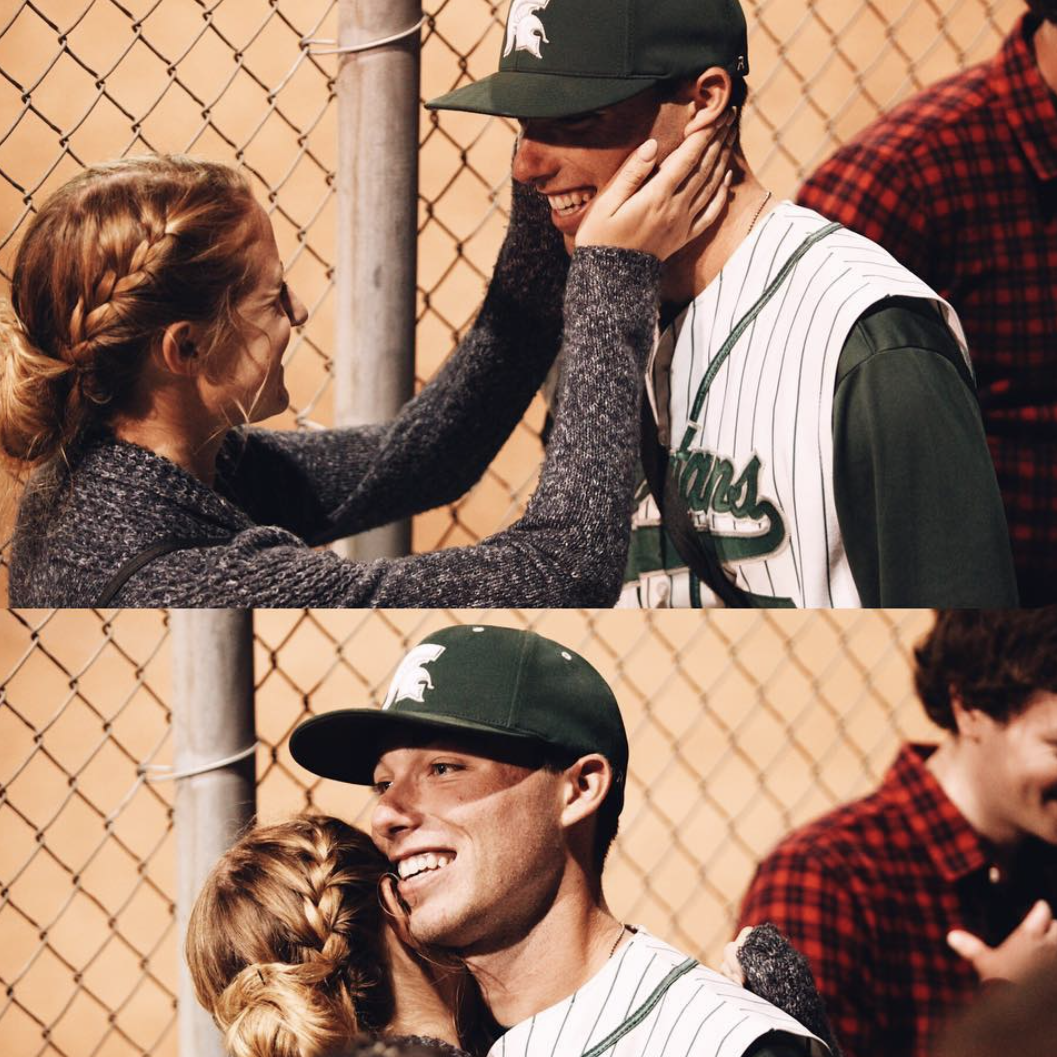 Supporting James on the baseball field.
