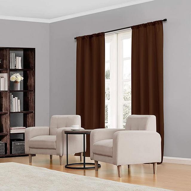 ECLIPSE Kendall Thermal Insulated Single Panel Rod Pocket Darkening Curtains for Living Room, 42" x 84", Chocolate