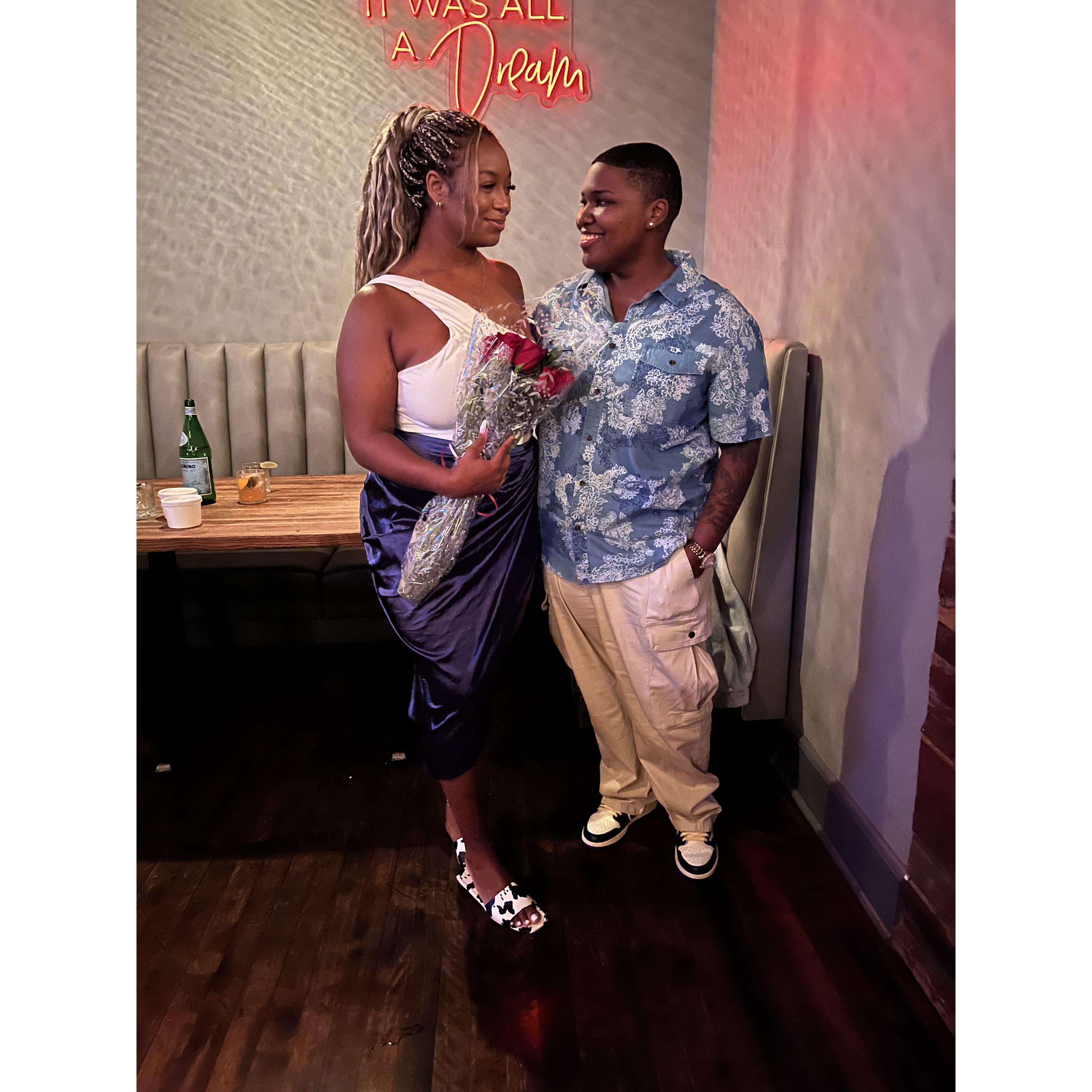 After three years of dating, we  decided to switch things up and meet each other for dinner like two strangers. This is how the night ended, so much fun!