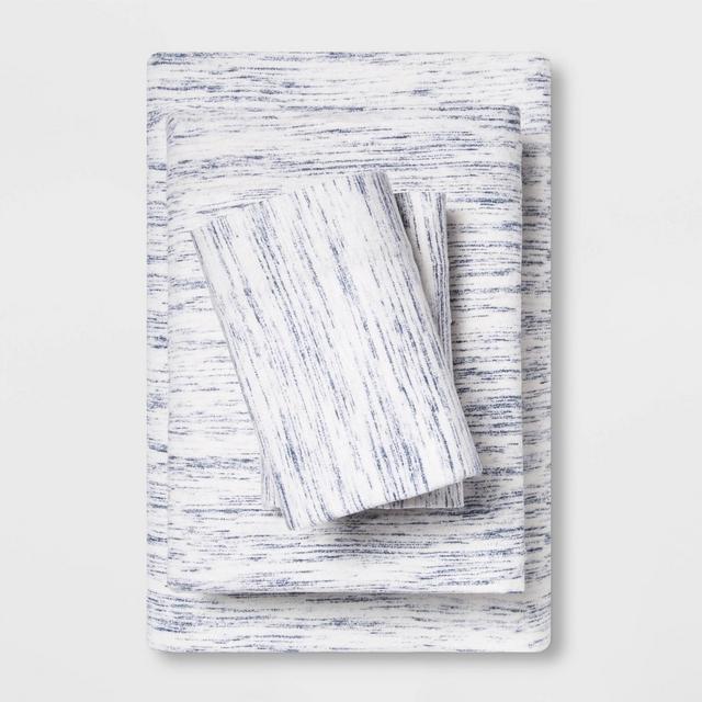 Twin Printed Jersey Sheet Set Navy Spacedye - Room Essentials™