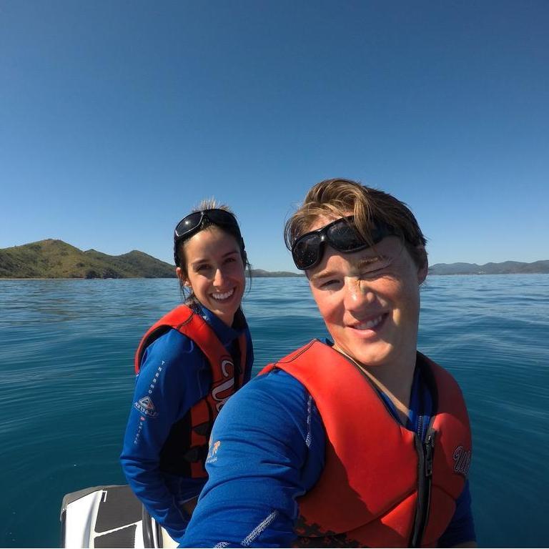 While traveling down the coast of Australia, we went whale and dolphin watching on jet skis one morning