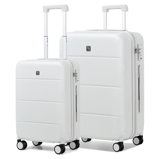 Hanke Hard Shell Luggage Sets 2 piece Large Suitcase Tsa Luggage Hard Shell Suitcases Checked Luggage With Spinner Wheels 20/26 inch(Smoke White)