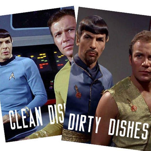 Star Trek Laminated Reversible Magnetic Dishwasher Sign | Geek Kitchen | Clean Dirty Dishwasher | "Clean"Spock/Kirk and "Dirty"Spock/Kirk
