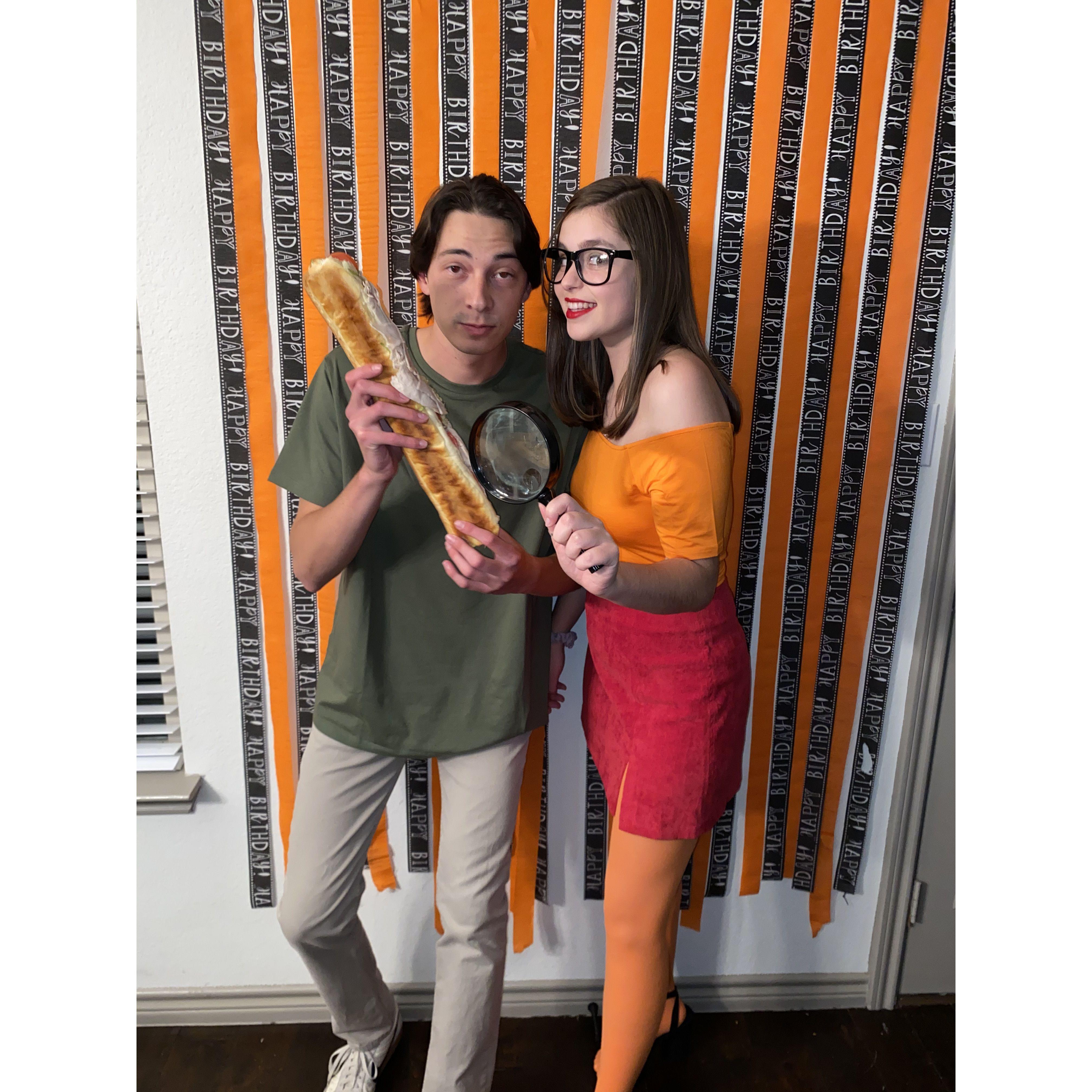 October 2020 - My 22nd Birthday party where our costumes were Velma and Shaggy from Scooby Doo.