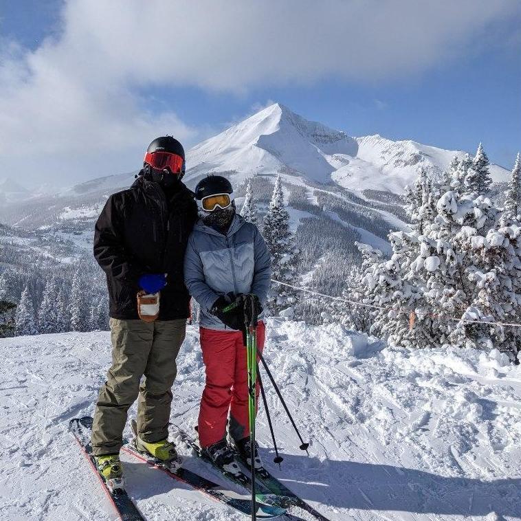 A trip where it was -35º in Bozeman, Montana. Colin taught Liz to ski in 2019 & have been skiing together ever since.